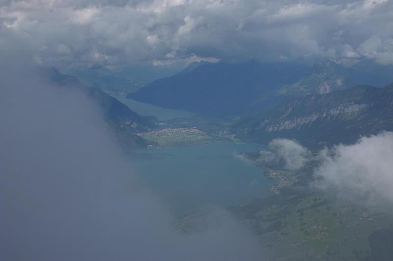 Glimpses of Interlaken between Thunersee and Brienzersee, from the top of the Niesen