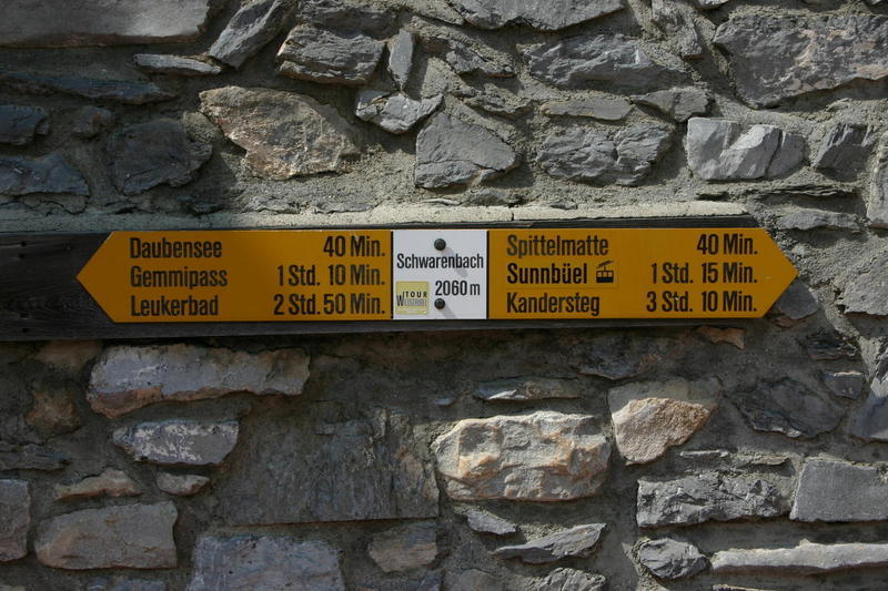 Signpost at Schwarenbach