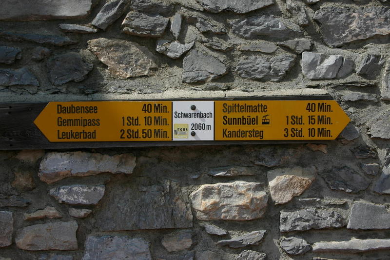 Signpost at Schwarenbach