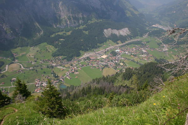 The view to Kandersteg from the steep path down from the Fisialp