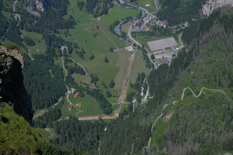 The view from the Gällihorn down to the head of the Kander valley with the Sunnbüel cable car