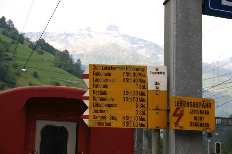 Signpost at Goppenstein station