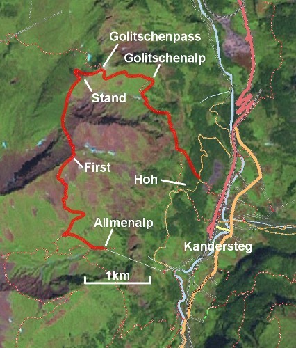 The route from Allmenalp over First and Stand to Golitschenpass
