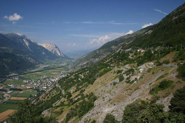 Looking down on the Rhone valley from the Höhenweg Südrampe