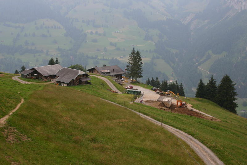 Looking down on the Ramslauenen chairlift. Unfortunately they had taken it away (for replacement) this year (2007)