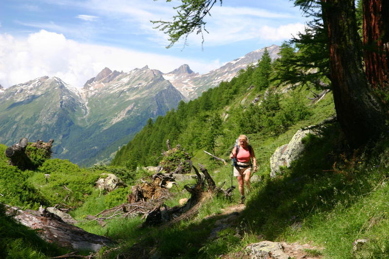 The path climbs steadily towards Guggisee