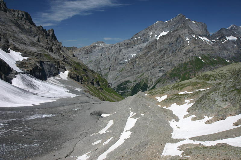 The way down across the glacier