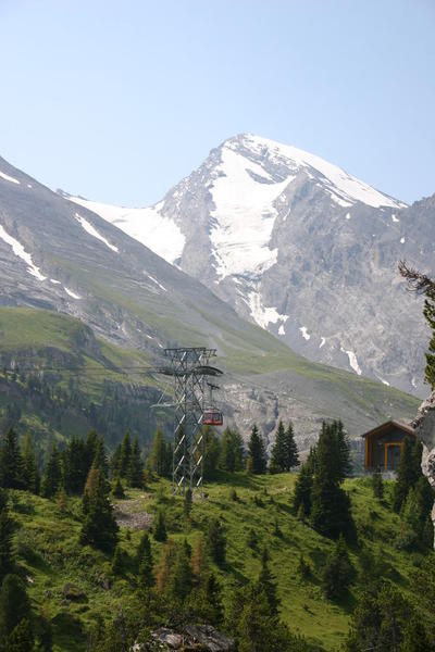 The cable car arriving at Sunnbüel