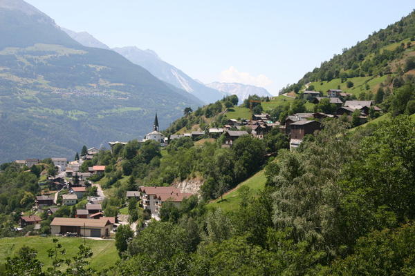 Looking back at Ausserberg from the path on to Eggerberg