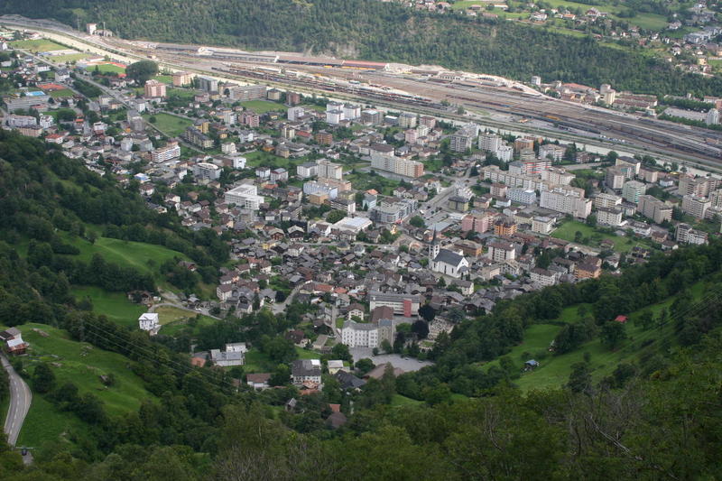 Looking down on Brig station from outside Birgisch