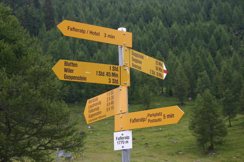 Signpost at Fafleralp