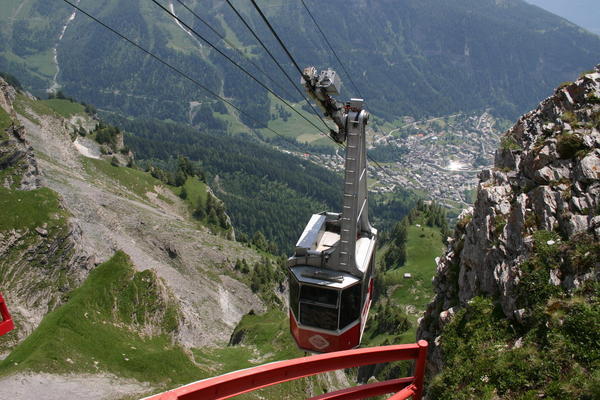 The cable car will take you down to Leukerbad
