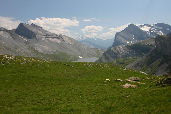 The Daubensee and the southern Alps from Wyssi Flue on the Ueschinengrat