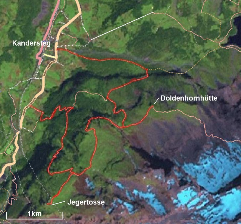 The route to Jegertosse and Doldenhornhutte